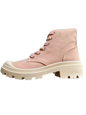UNIONBAY Blush Pink Canvas Lace-Up Ankle Boots
